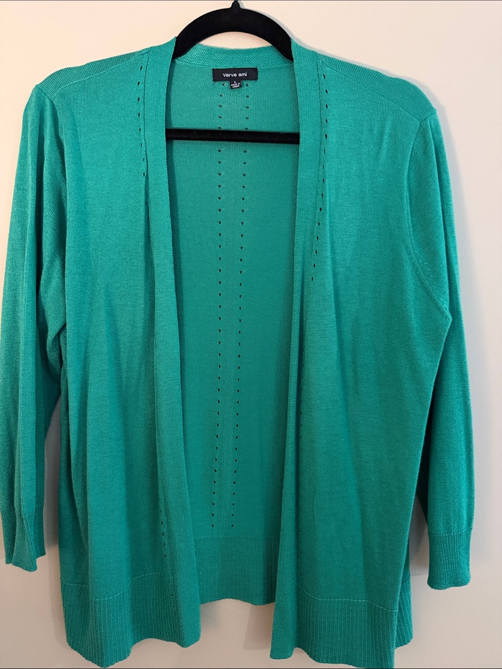 Vero Ami Kelly Green Open-Front Cardigan Size Large